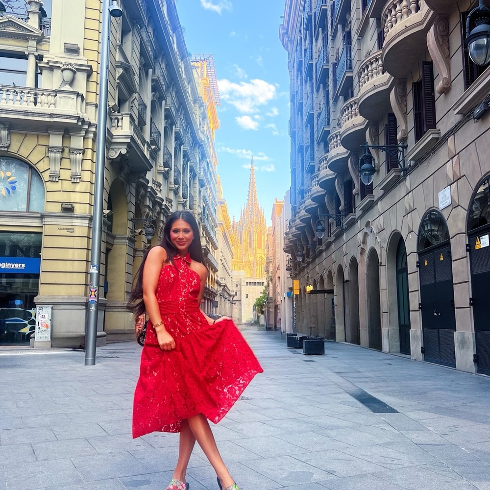 Elegant Red Lace Dress